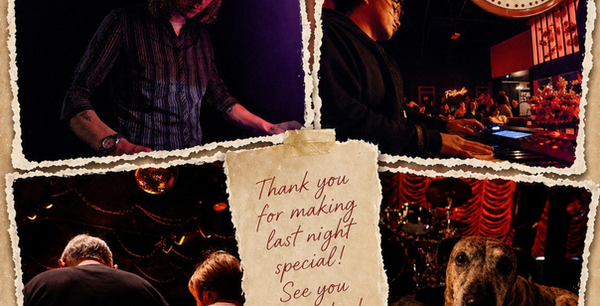 Collage of Kindred venue photos with a handwritten thank-you note